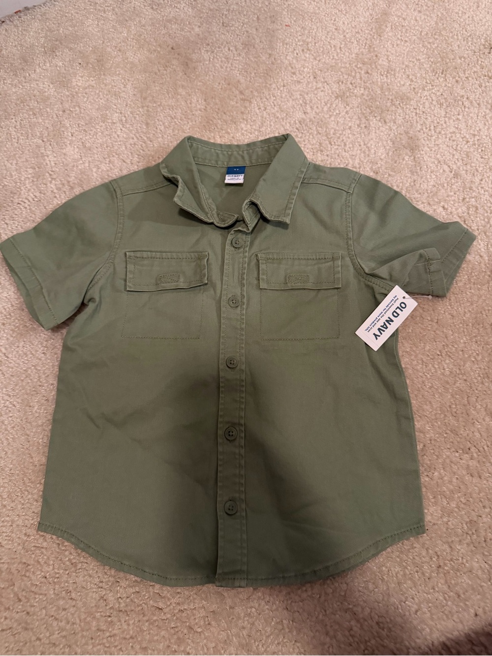 Old Navy Olive Green Short-Sleeve Button-Down Shirt